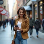 Femme élégante dans la ville en mode tendance